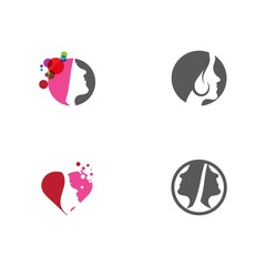 Set Woman face silhouette character