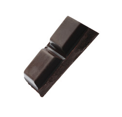 Piece of delicious dark chocolate isolated on white