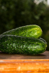 cucumbers on a wooden table