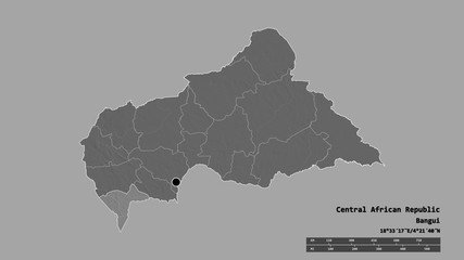 Location of Sangha-Mbaéré, economic prefecture of Central African Republic,. Bilevel