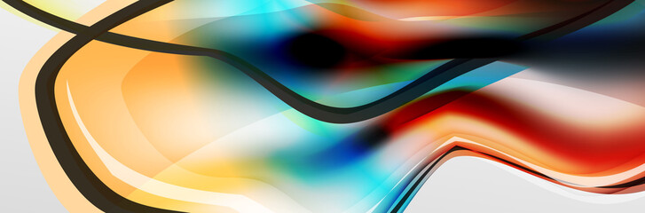 Vector abstract background, flowing liquid style bubble with metallic, color quicksilver chrome texture and color glow effects