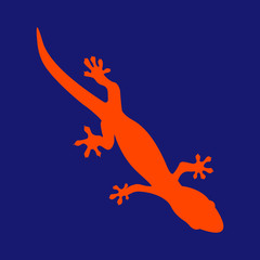 gecko silhouette vector isolated orange blue background high contrast lizard