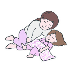 寝かしつけするお母さん