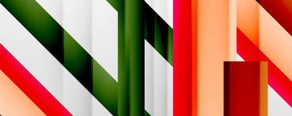 Geometric abstract backgrounds with shadow lines, modern forms, rectangles, squares and fluid gradients. Bright colorful stripes cool backdrops