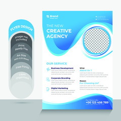 Template vector design for Brochure, Annual Report, Magazine, Poster, Corporate Presentation, Portfolio, Flyer, infographic, layout modern with blue color size A4, Easy to use and edit.
