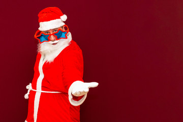 Sales, marketing,selling time! Santa is gesturing with hands like he is holding something