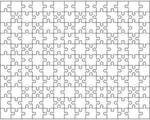 Big white jigsaw puzzle, separate pieces