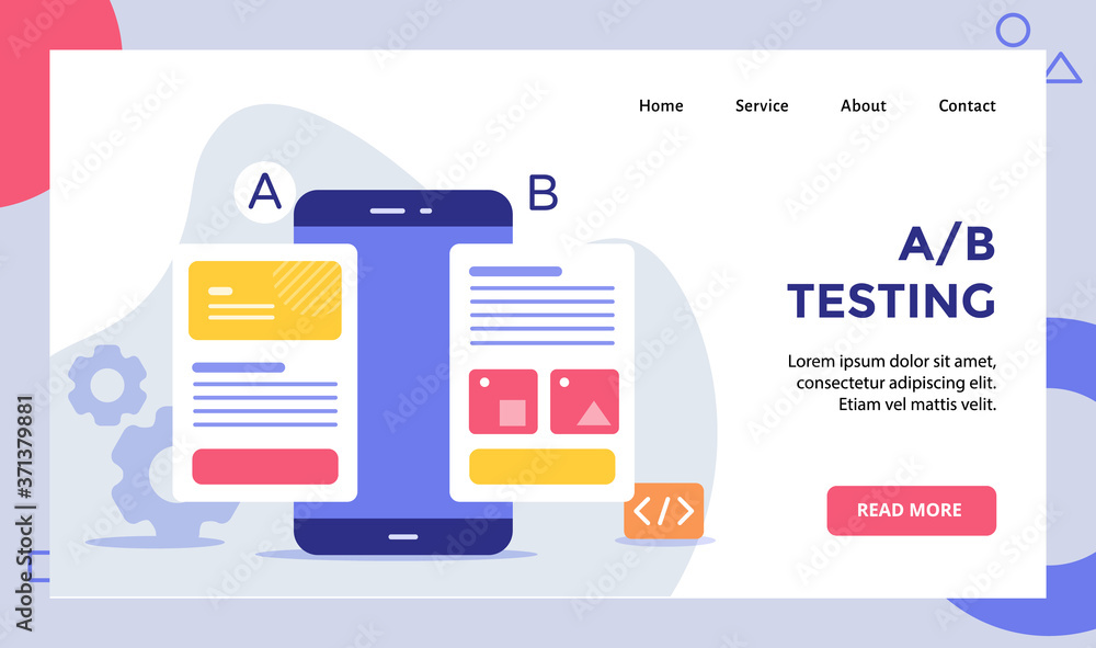 Poster ab testing wireframe on smarphone screen campaign for web website home homepage landing page templat