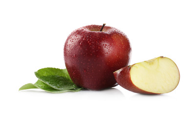 Fresh juicy red apples isolated on white