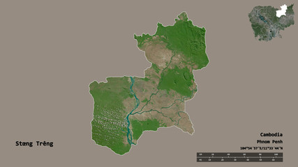 Stœng Trêng, province of Cambodia, zoomed. Satellite