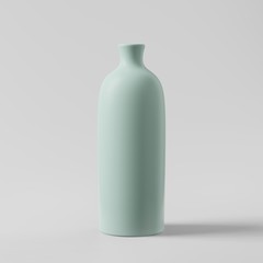 3D illustration rendering- pastel green ceramic vase with a white backgroun