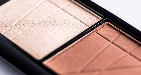 Beautiful decorative cosmetic palette with brown shadows