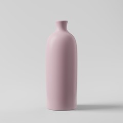 3D illustration rendering- pastel lilac ceramic vase with a white backgroun