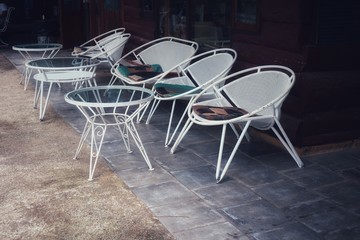 chairs and tables in a restaurant