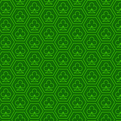 Hexagon pattern center clubs card suit white design vector illustration