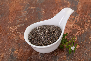 Dietary Chia seeds in the bowl