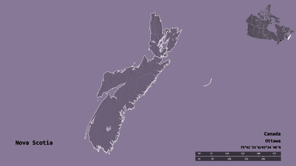 Nova Scotia, province of Canada, zoomed. Administrative