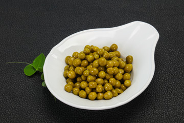 Canned Green peas in the bowl