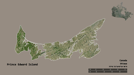 Prince Edward Island, province of Canada, zoomed. Satellite