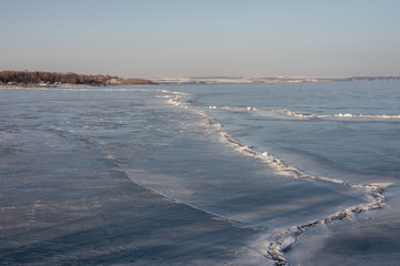 Landscape images of winter nature in the area of the Volzhsky Utes sanatorium