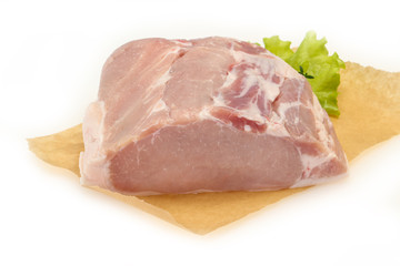 Raw pork meat piece for cooking