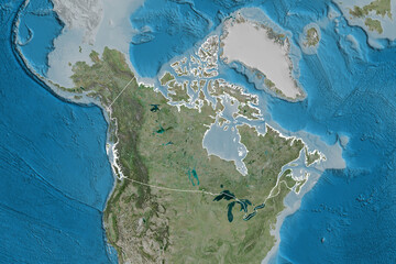 Canada outlined. Satellite