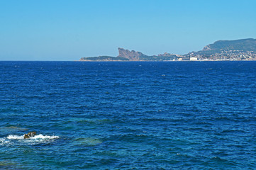 View of the city of La Ciotat, Eagle cape and Green island acros