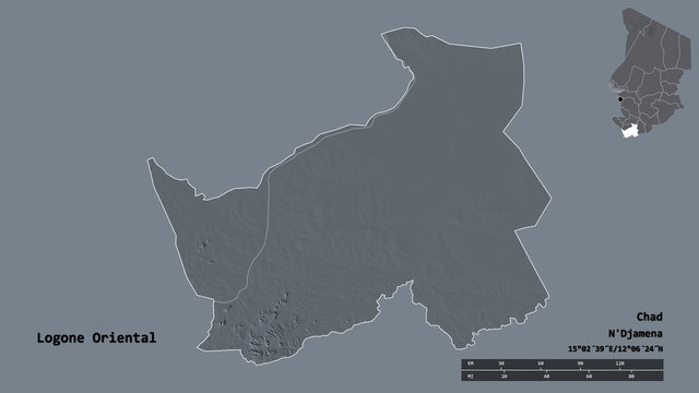 Logone Oriental, region of Chad, zoomed. Administrative