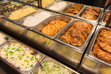 Many containers with food