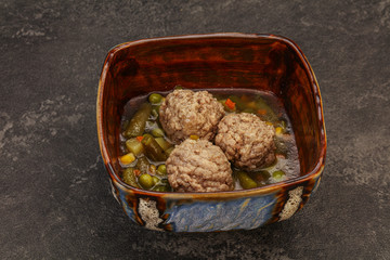 Soup with vegetables and meat balls