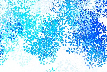 Light BLUE vector natural background with leaves.