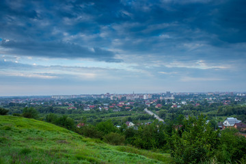 Fototapeta premium view from the mountain on the city in the morning
