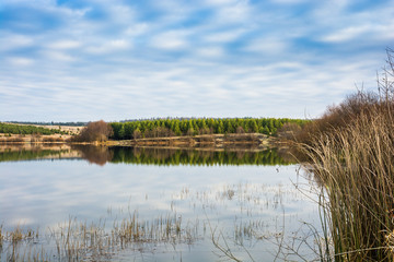 Landscape images of lake Bolshoe near the village of Troitsky