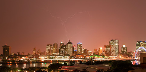 Night shot of Brisbane city skyline, Australia