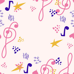 Abstract music notes seamless pattern background. musical melody decoration