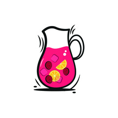 sangria logo design. vector illustration of a Spanish drink of red wine mixed with lemonade, fruit, and spices.