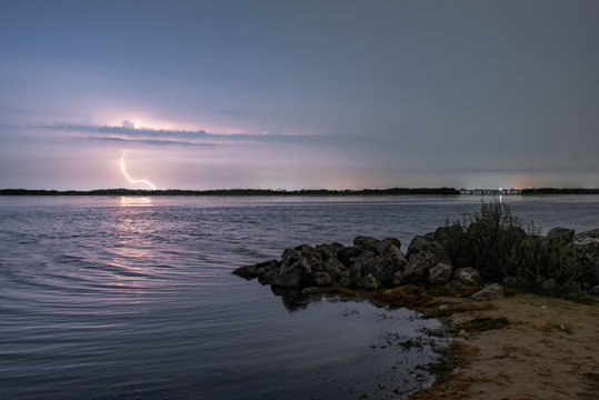 tunderstorm over sea.