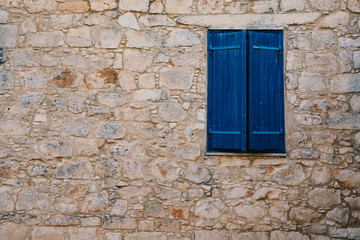 Old Brick Facade With Window in Greek Village