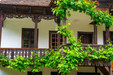 authentic and traditional house made of clay and thatched roof and wood