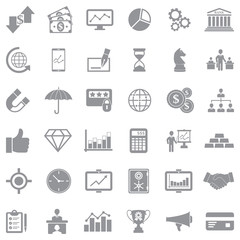 Business And Finance Icons. Gray Flat Design. Vector Illustration.