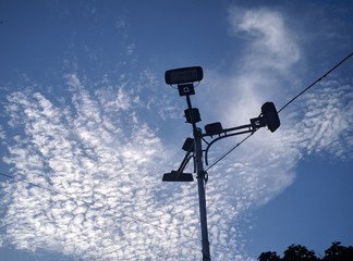 street lamp on blue sky
