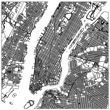 Manhattan nyc map lineart