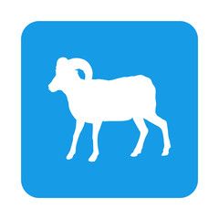 Silueta de borrego cimarrón en cuadrado color azul