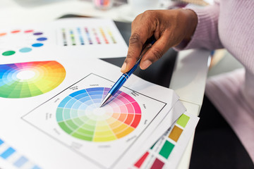 Graphic designer for color design with color wheel