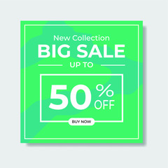 Big sale template design on light green background. Great vector for social media, online shop, web, product marketing, sales promotion, fashion etc.