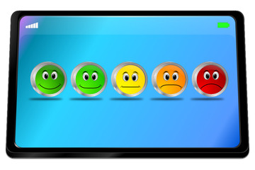 Tablet computer with Feedback Buttons - 3D illustration