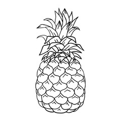 Pineapple cartoon sketch hand drawn illustration isolated on a white background. Icon, sign. Art logo design