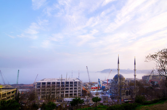 Istanbul's foggy Karaköy and Bosphorus
