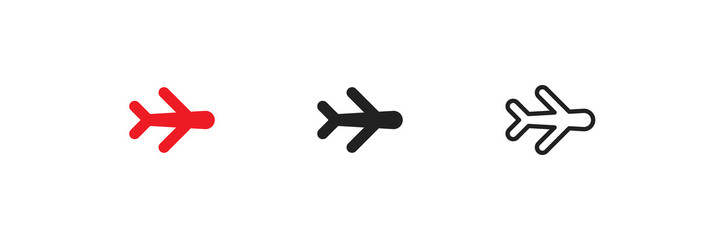 Jet air plane, simple isolated icon set in vector flat