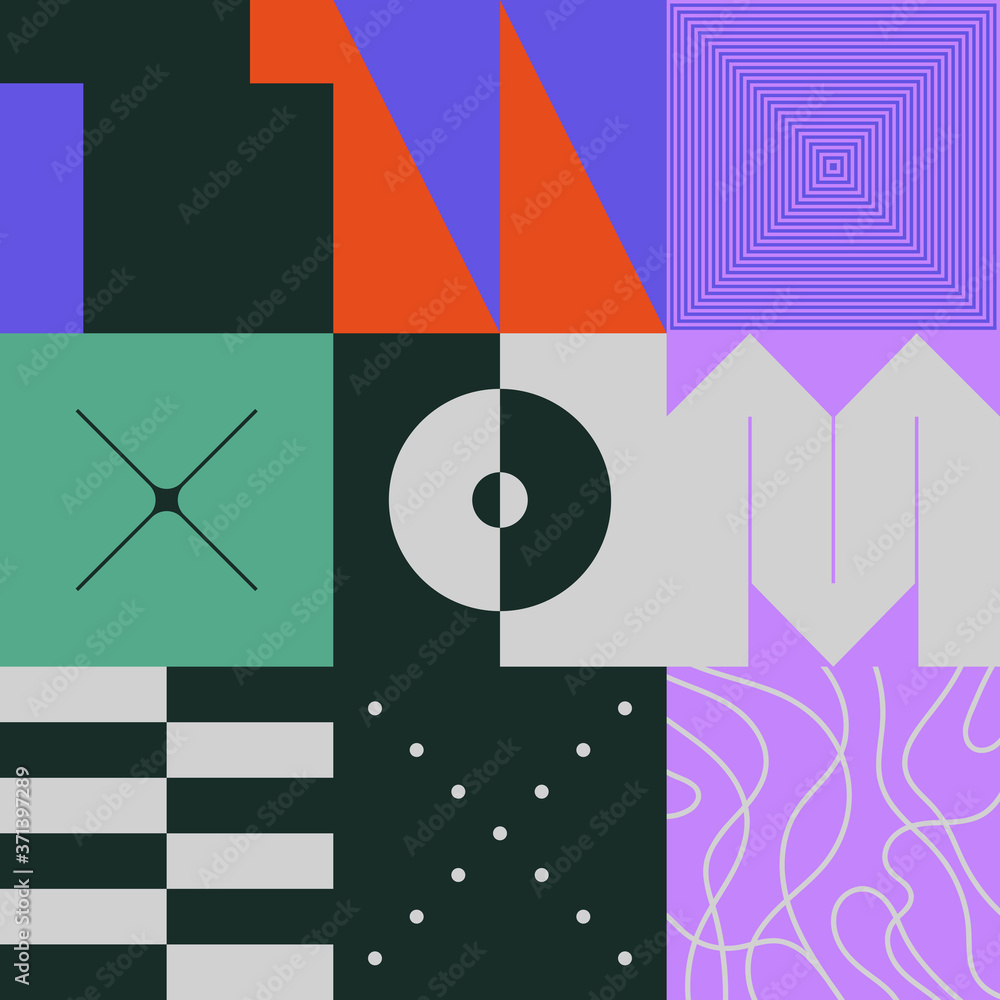 Poster brutalism pattern design abstract vector geometrical shapes